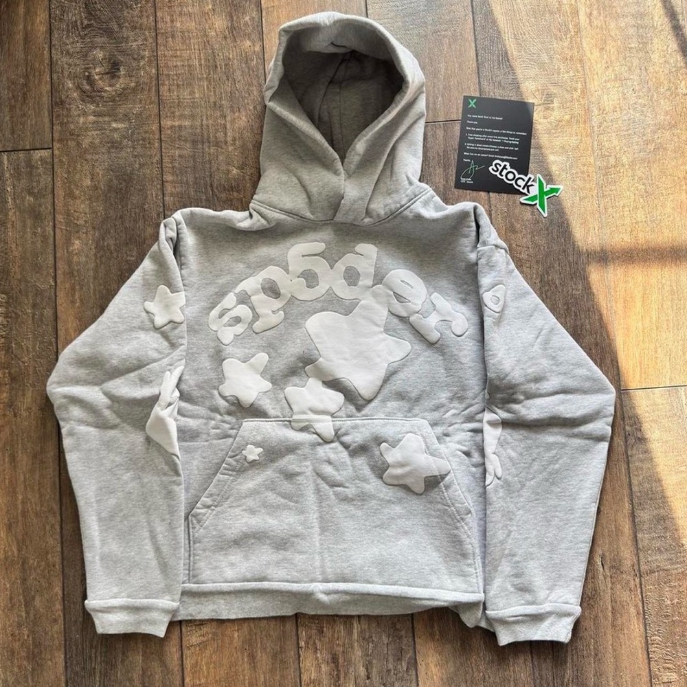 Sp5der Gray Star Hoodie for Men